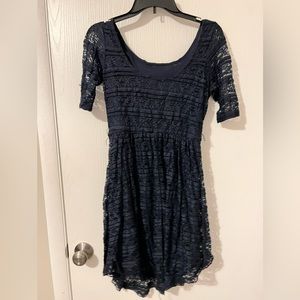 Size medium navy blue elbow length sleeve dress